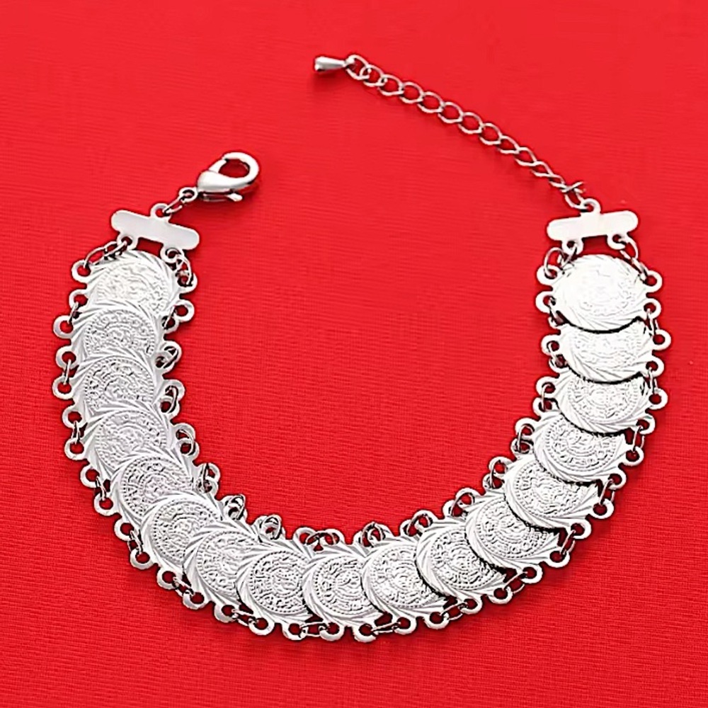 Sterling Silver Coin Charm Bracelet